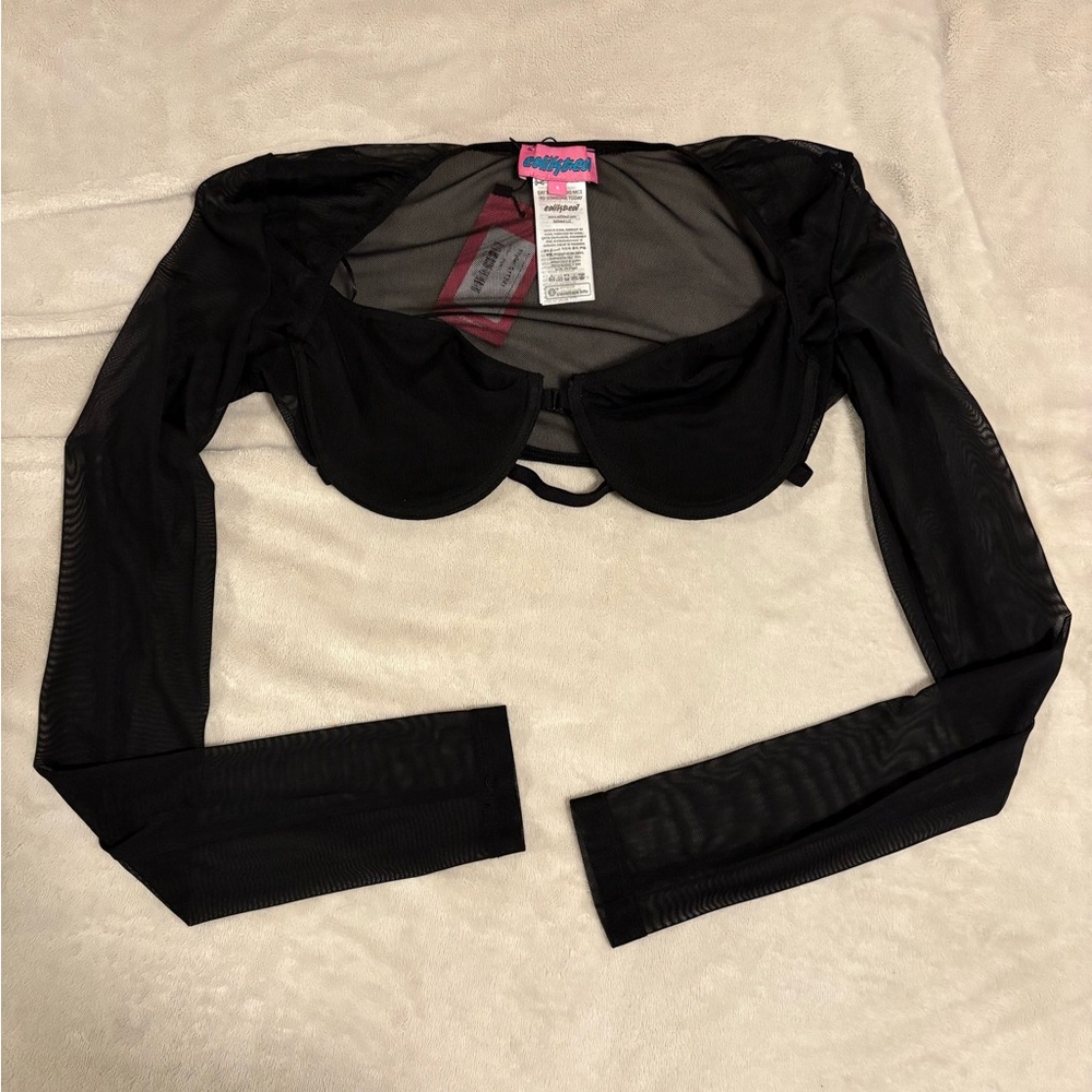 Edikted Black Mesh Crop Top